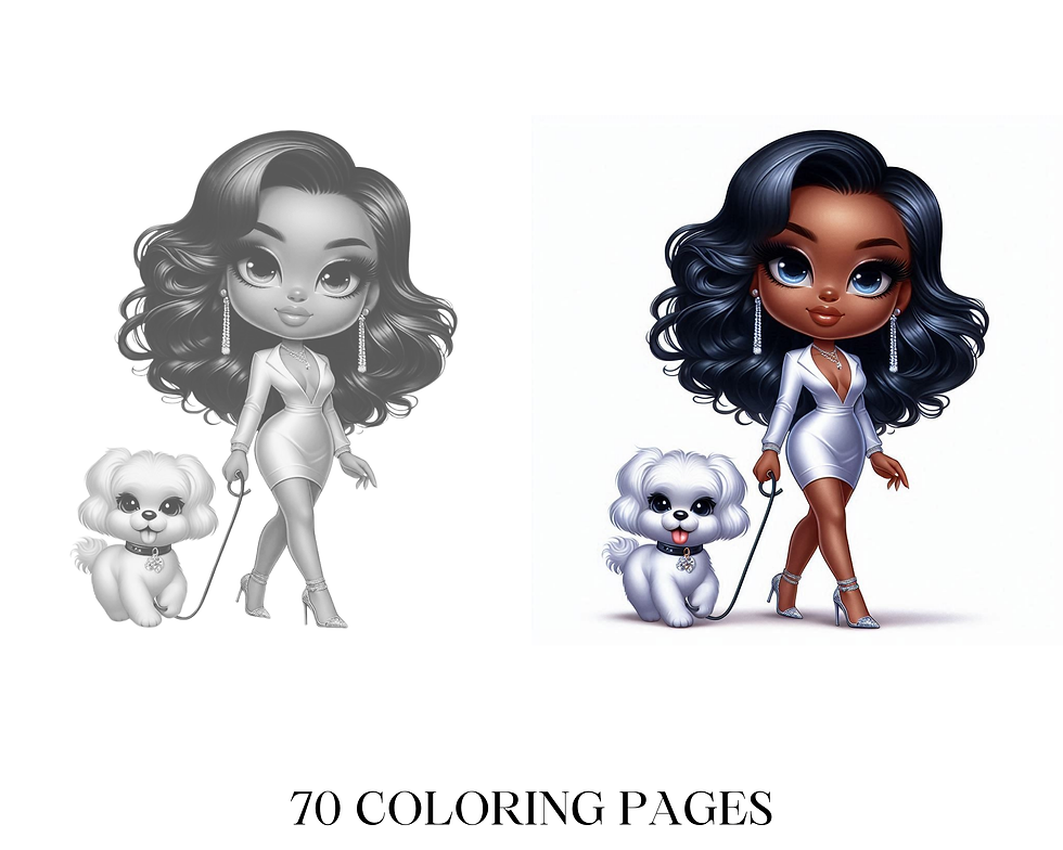 Miniaturbild: Chibi Series Glamorous Black Woman Coloring Pages