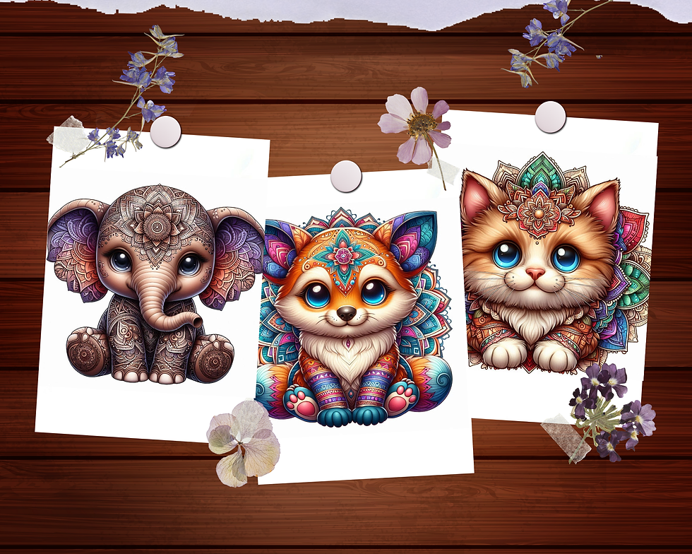 Miniature : Animals Mandala Chibi Style Coloring Pages