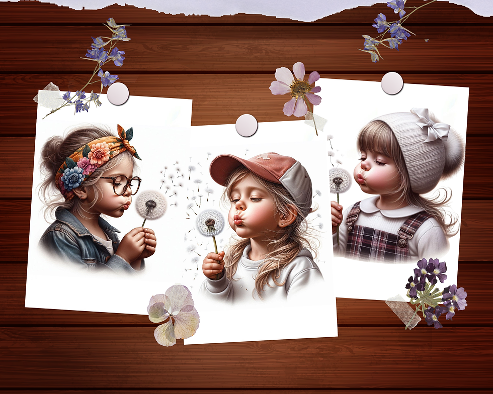 Miniaturbild: Little Girl Blowing Dandelion Coloring Pages