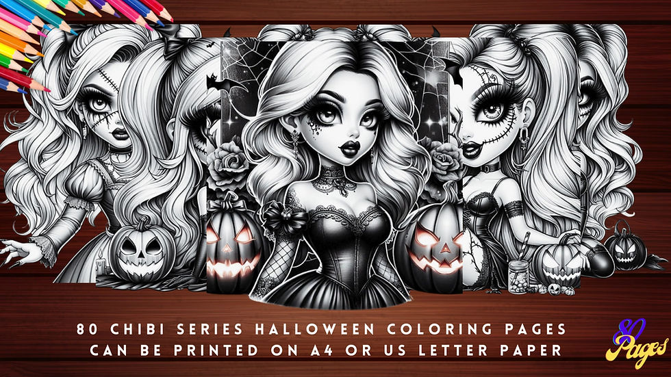 Küçük resim: Chibi Series Halloween Coloring Pages