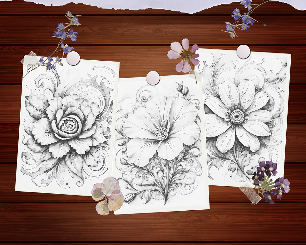 Miniaturbild: Pattern Swirls and Flowers Coloring Pages