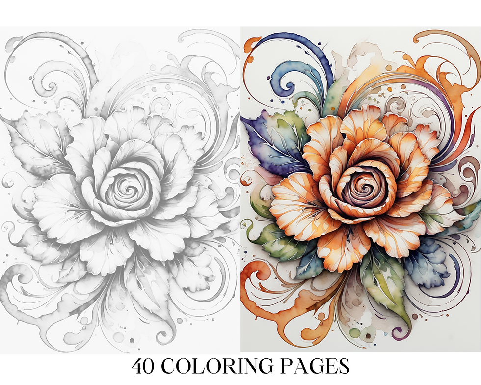 Miniaturbild: Pattern Swirls and Flowers Coloring Pages
