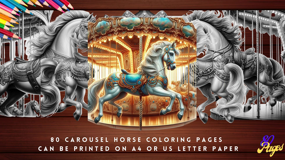 Miniaturbild: Carousel Horse Coloring Pages