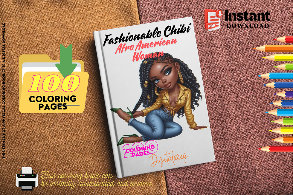 Thumbnail: Fashionable Chibi Afro American Woman Coloring Pages