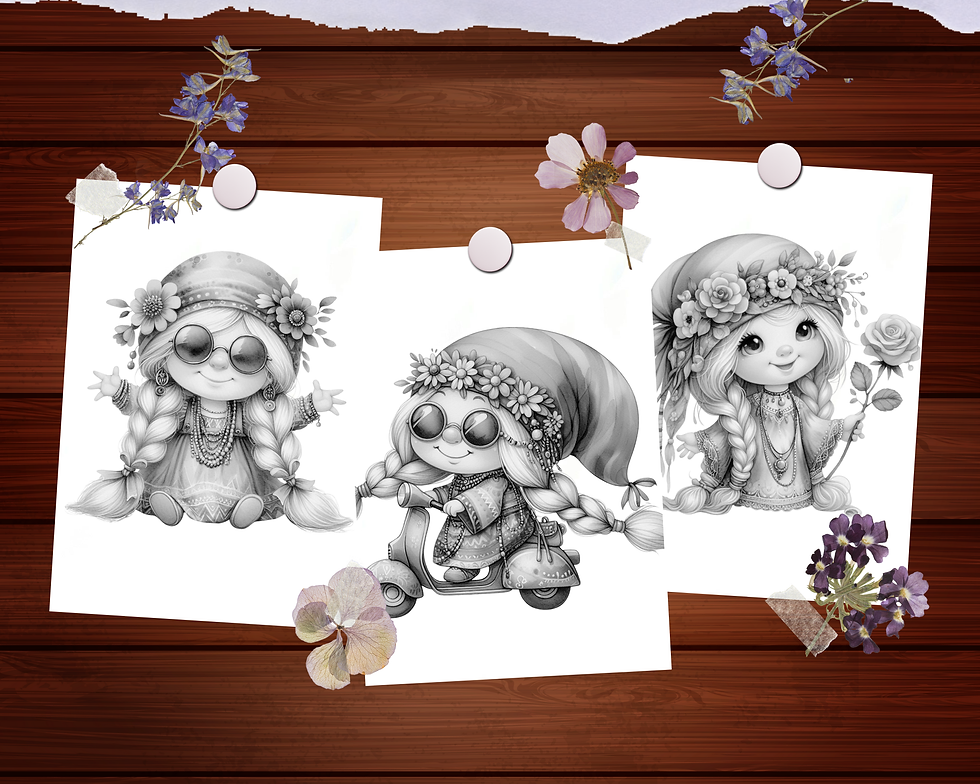 Miniatura: Hippie Gnome Girls Coloring Pages