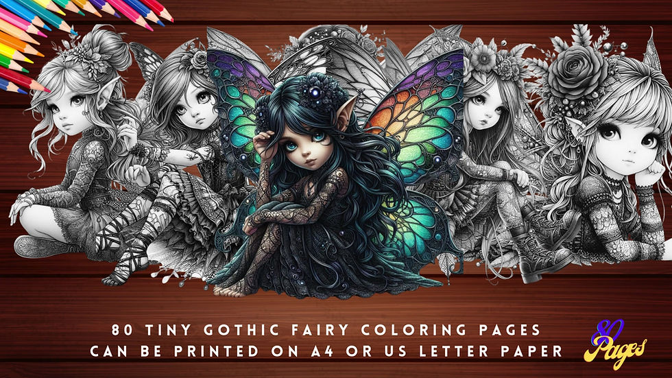Thumbnail: Tiny Gothic Fairy Coloring Pages