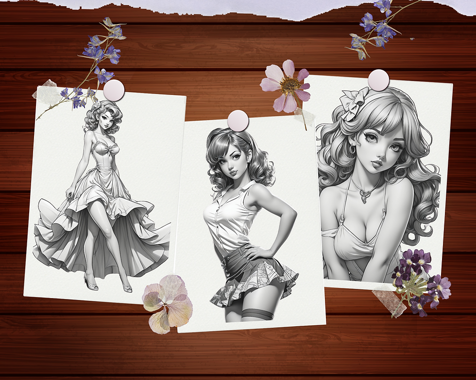 Miniature : Anime Pin Up Girl Manga Coloring Pages