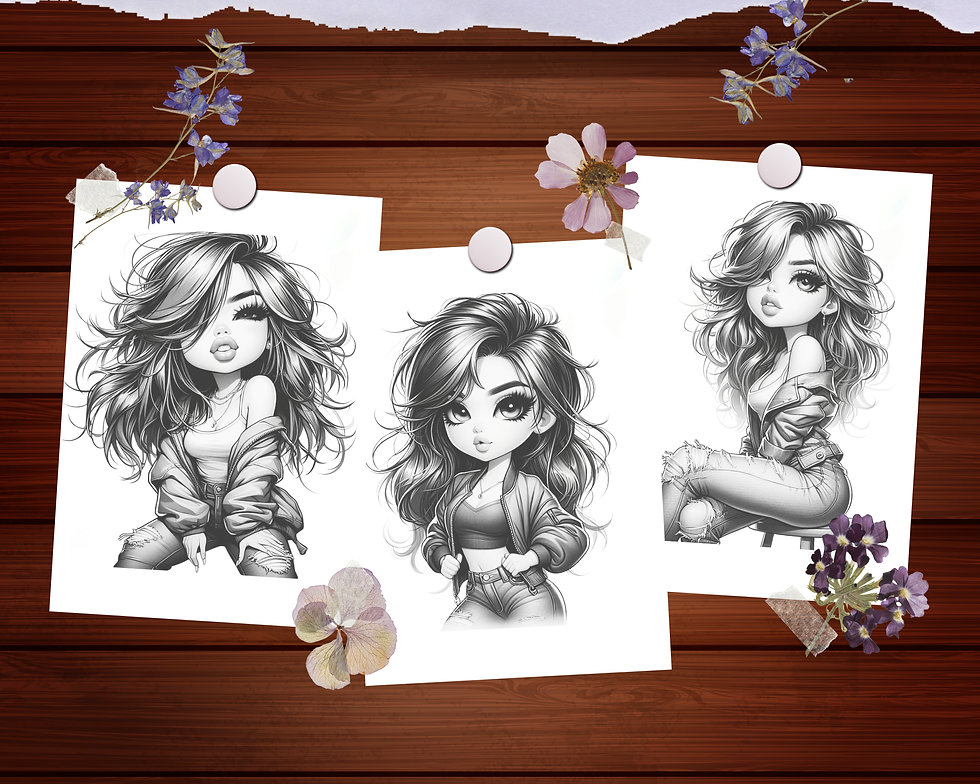 Miniaturbild: Chibi Model ripped jean Coloring Pages