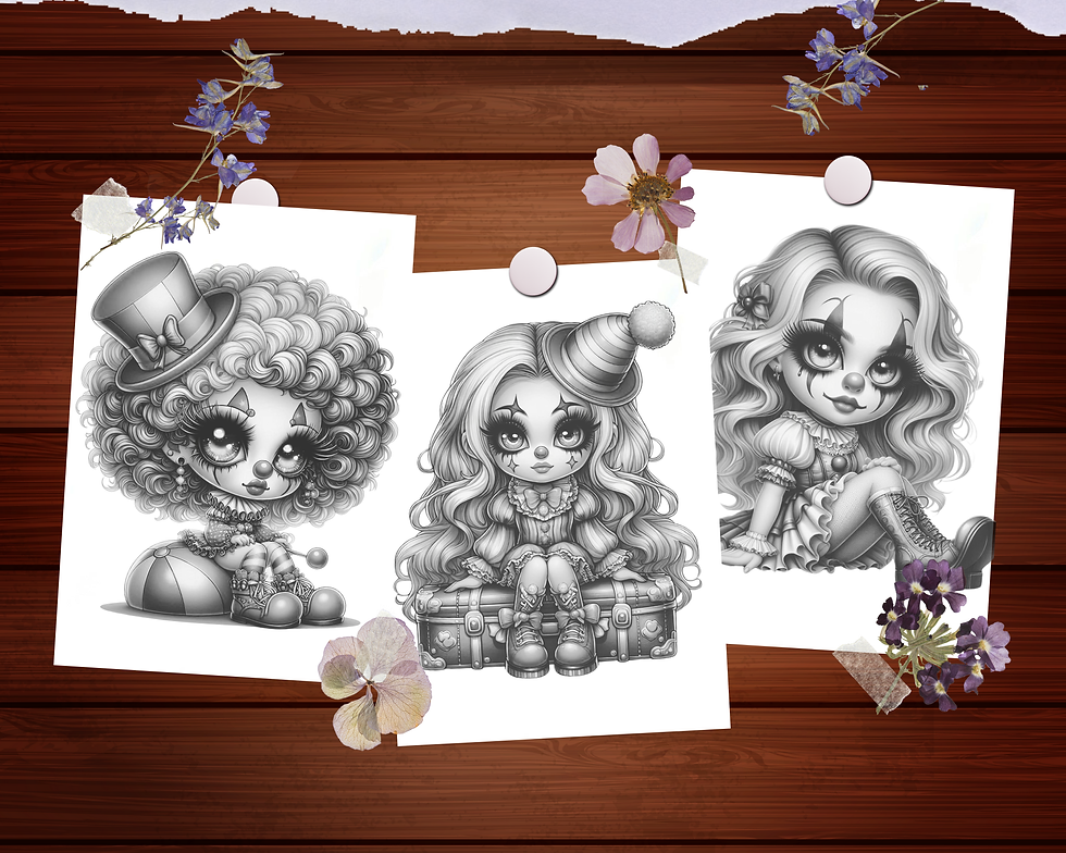 Miniatura: Chibi Creepy Clown Coloring Pages