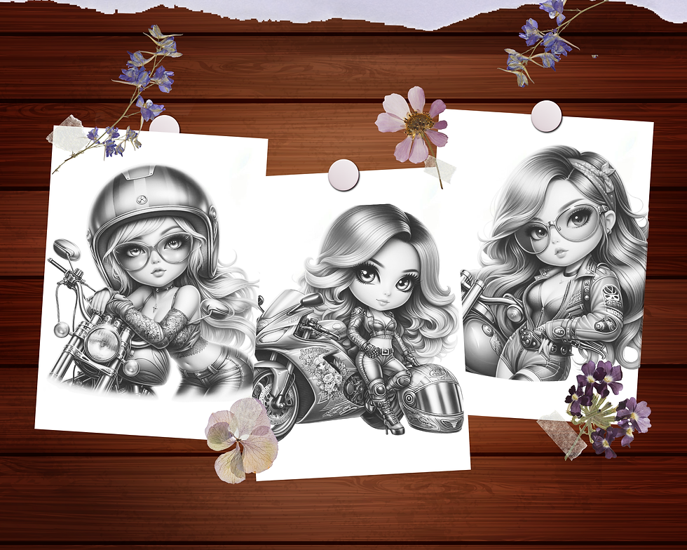 Miniature : Chibi Series Biker Girl Coloring Pages