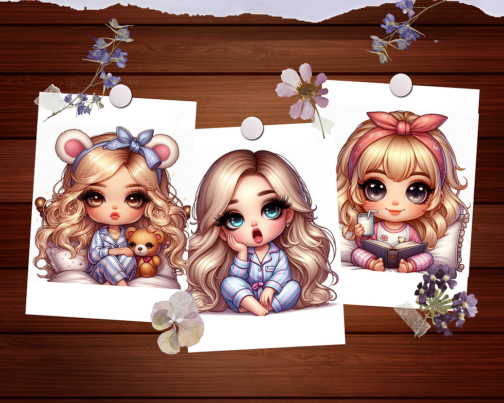 Miniature : Chibi Series Little Girl Pajamas Coloring Pages