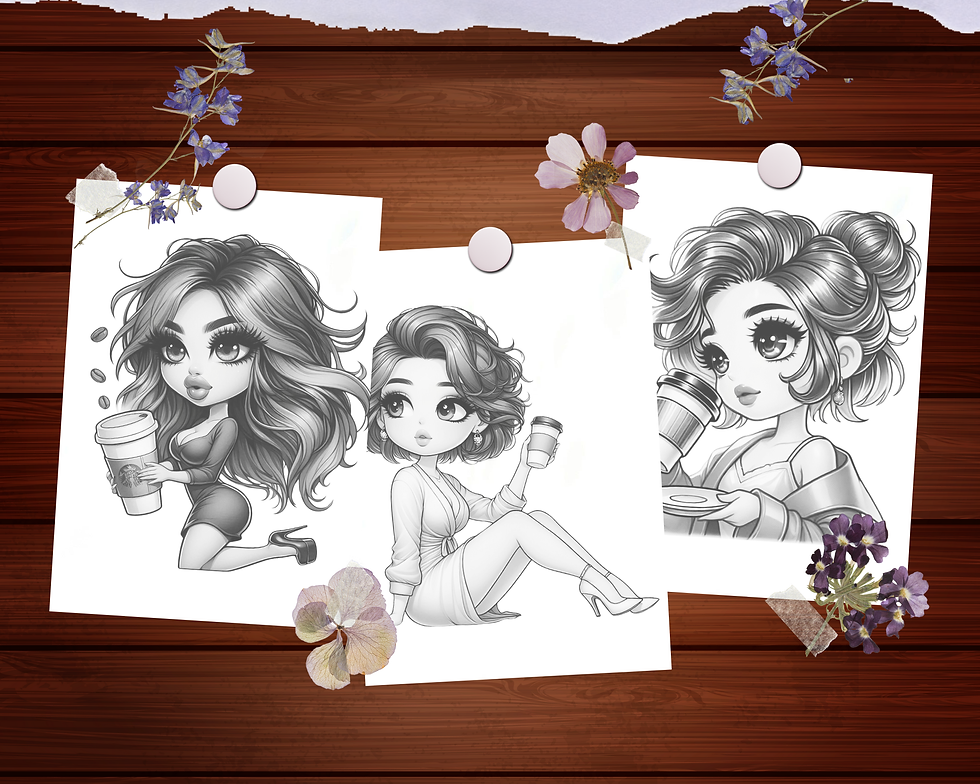 Miniatura: Chibi Coffee Lover Coloring Pages