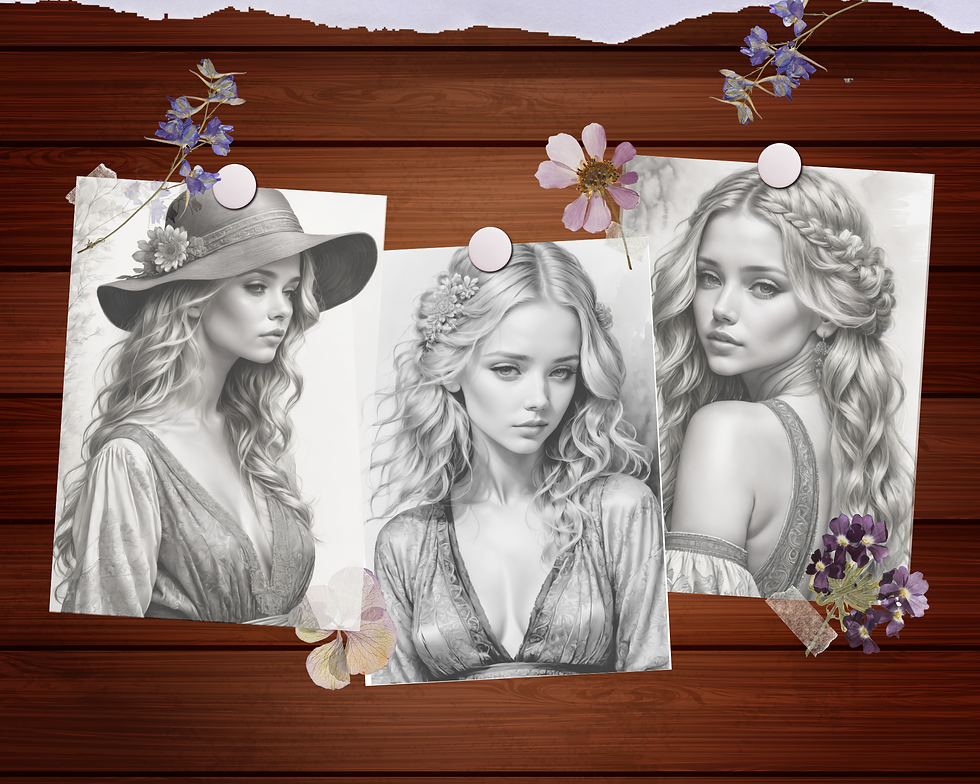 Miniatura: Bohemian Charm Girls Coloring Pages