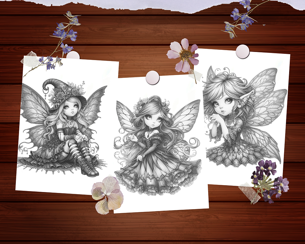 Thumbnail: Tiny Gothic Fairy Coloring Pages