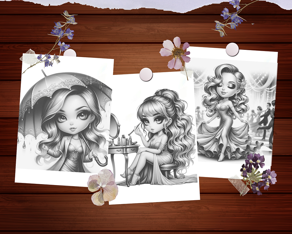 Miniatura: Chibi Series Glamorous Coloring Pages