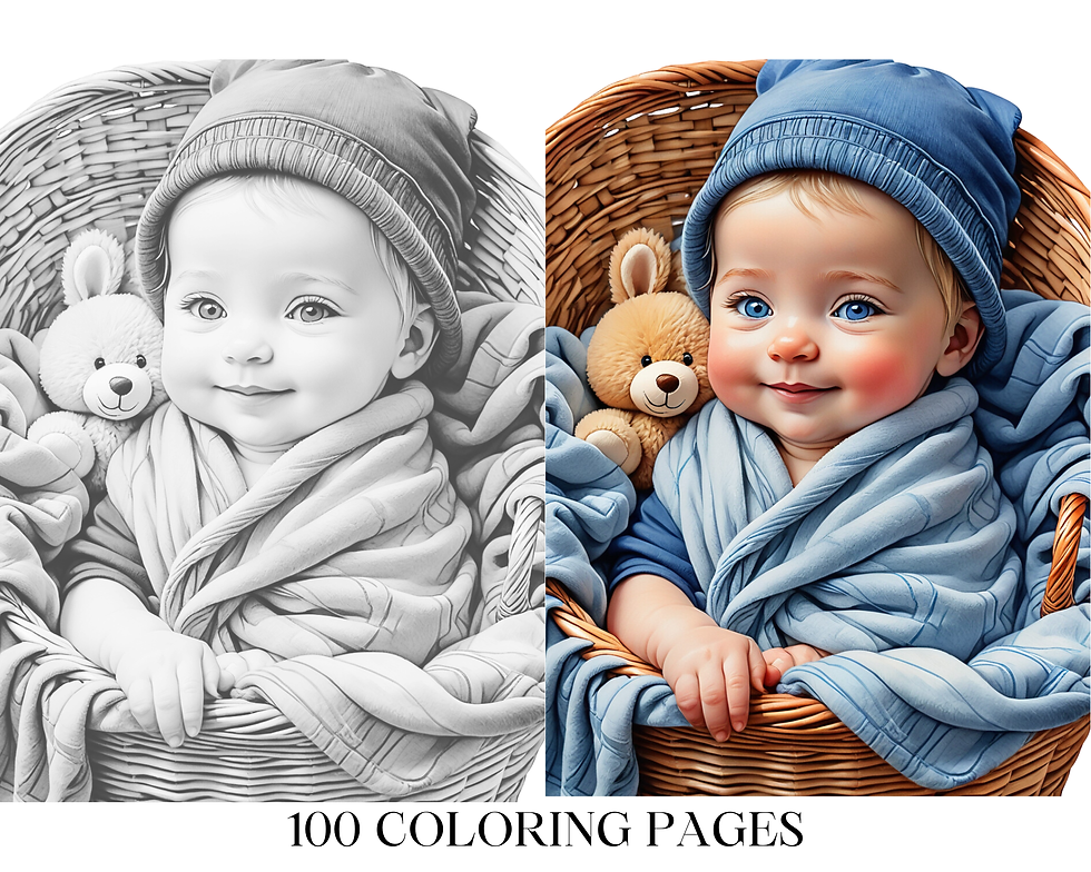 Miniature : Baby in Basket Coloring Pages
