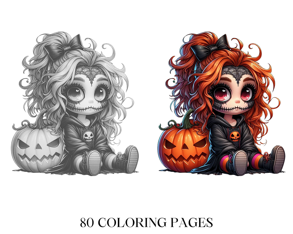 Thumbnail: Chibi Series Little Girl Halloween Coloring Pages