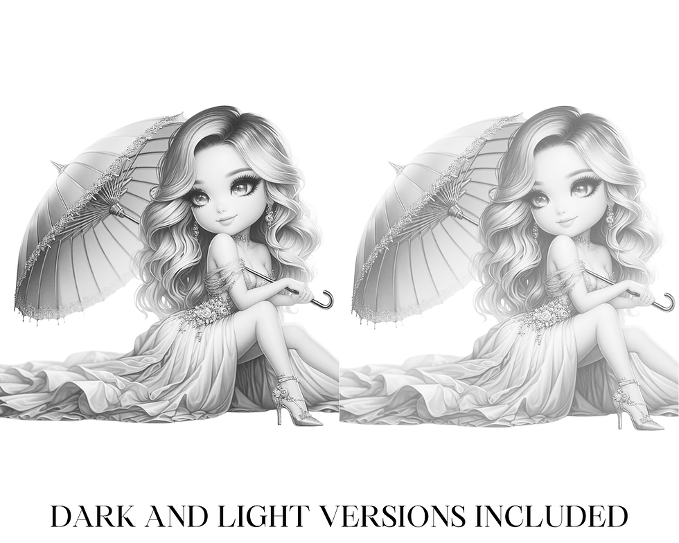 Miniatura: Chibi Girl and Umbrella Coloring Pages