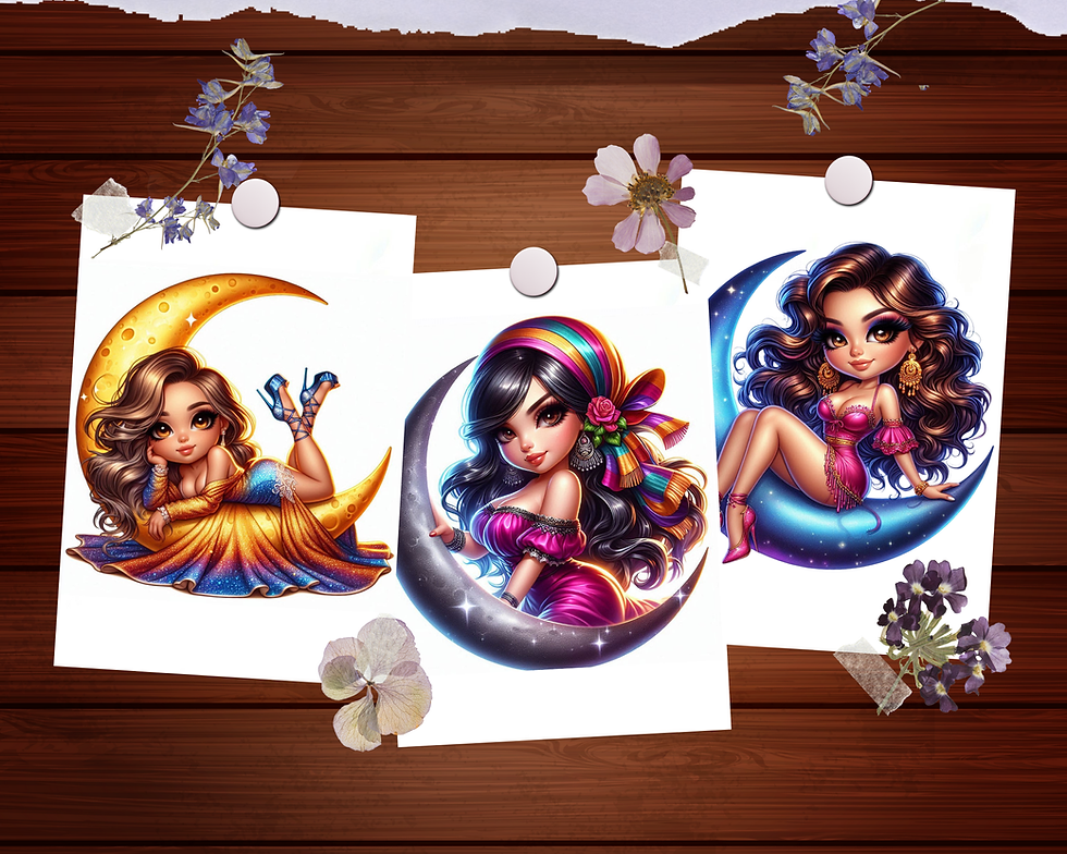 Miniatura: Chibi Girl on Moon Coloring Pages