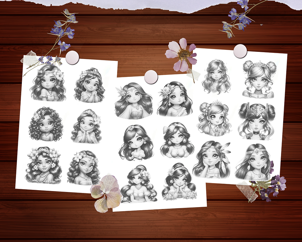 Miniaturbild: Tiny Illustrations Princess Kawaii Coloring Pages
