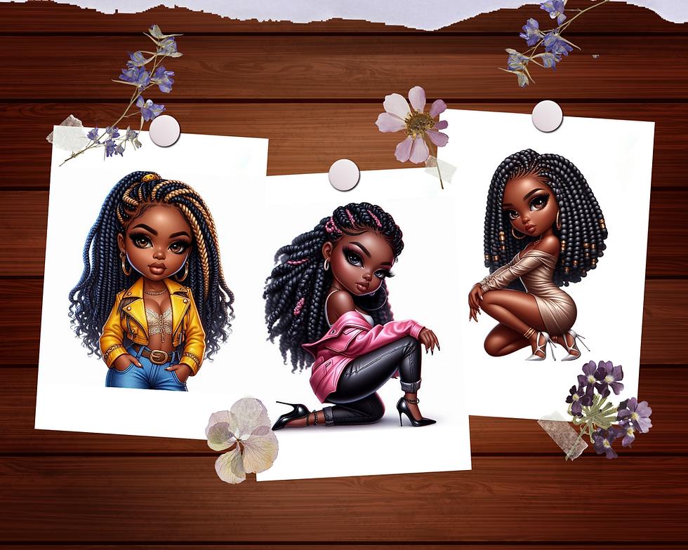 Miniatura: Fashionable Chibi Afro American Woman Coloring Pages