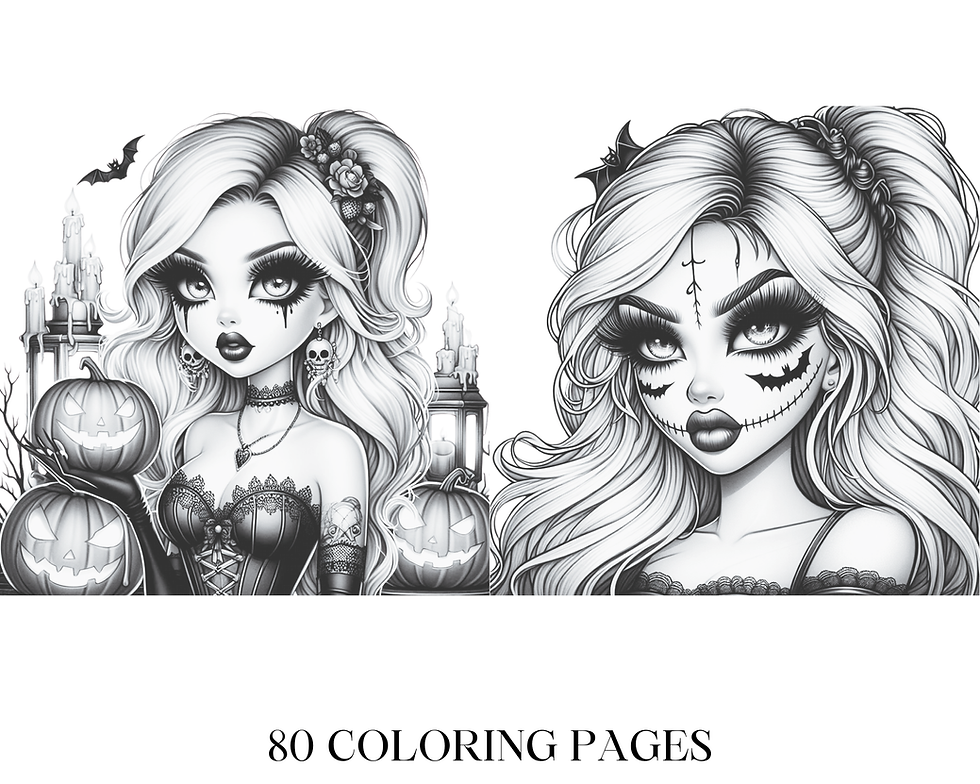 Miniature : Chibi Series Halloween Coloring Pages