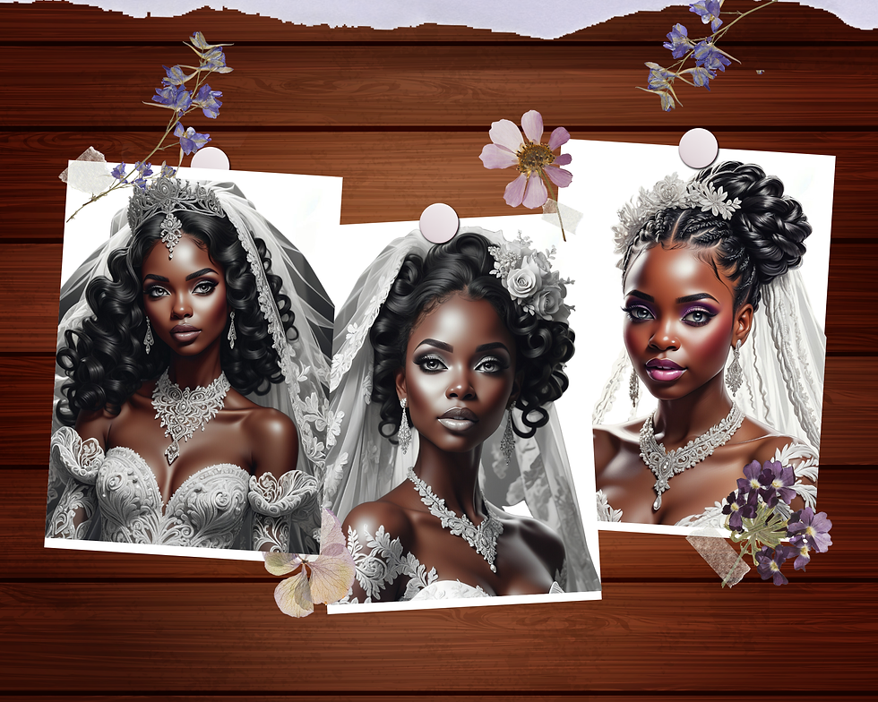 Miniatura: Beautiful Black Wedding Brides Coloring Pages