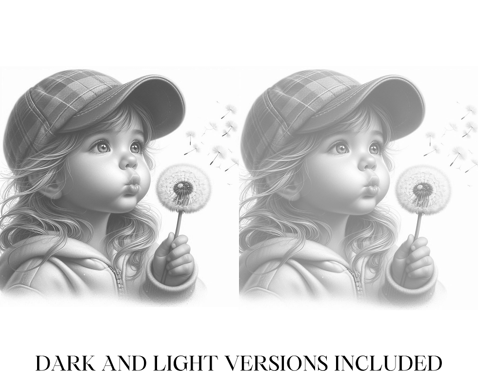 Miniaturbild: Little Girl Blowing Dandelion Coloring Pages