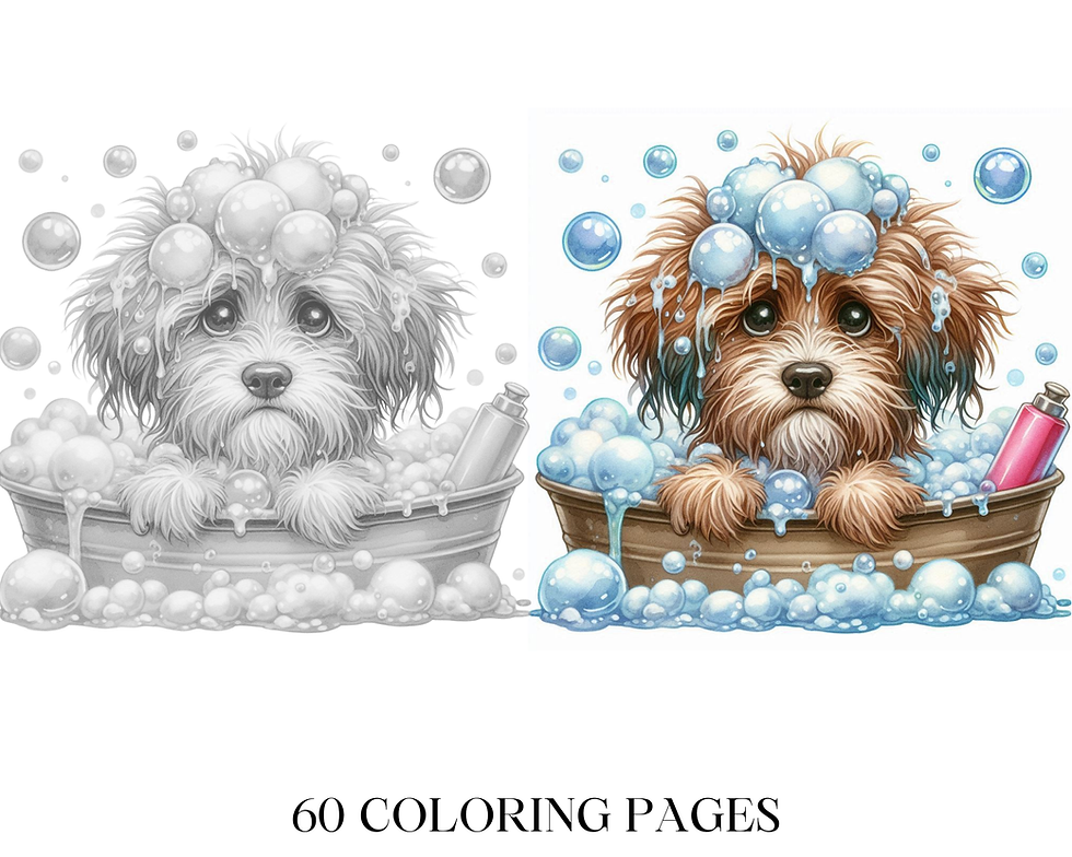 Thumbnail: Dog and Cat in Bubble Bath Coloring Pages