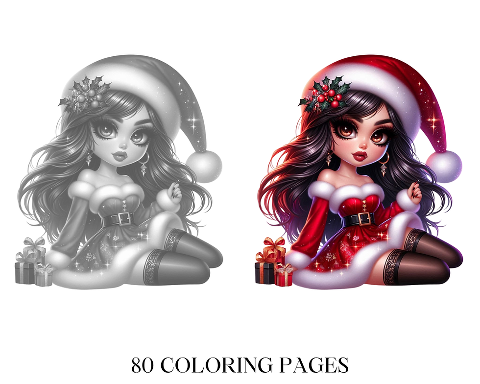Miniatura: Christmas Chibi Girl Coloring Pages