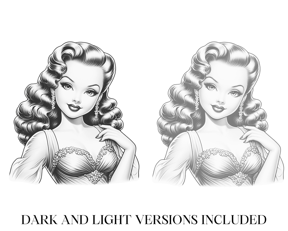 Miniaturbild: Chibi Actresses 1950's Coloring Pages