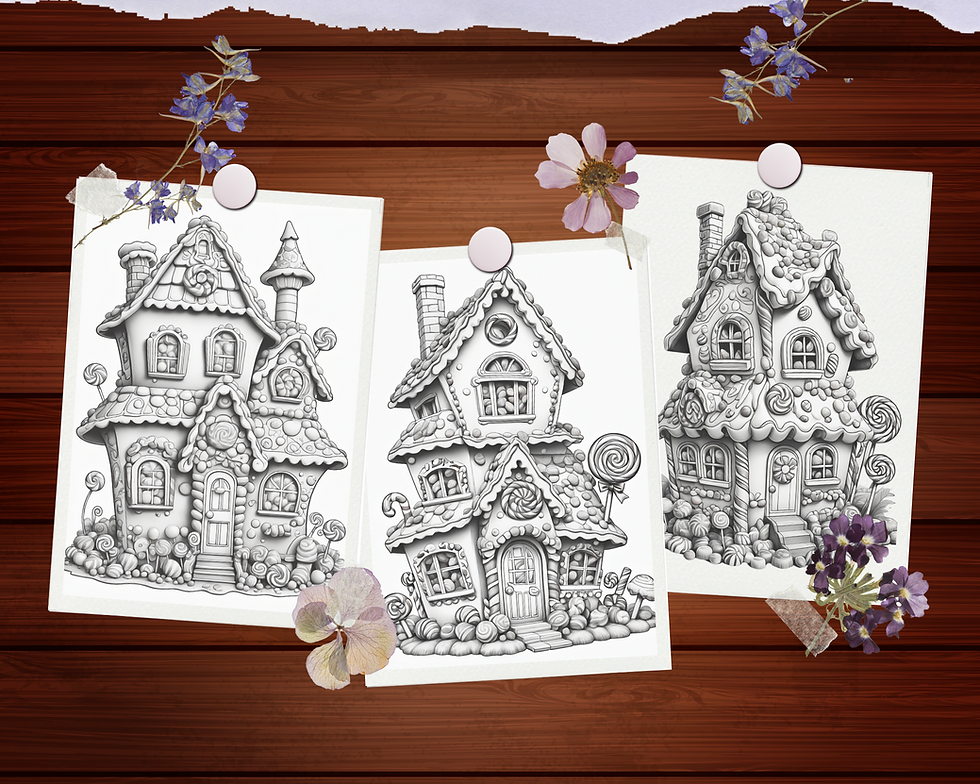 Miniaturbild: Little Candy Houses Coloring Pages