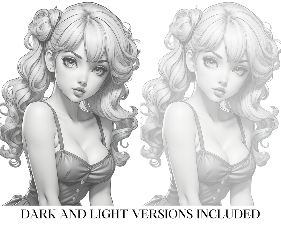 Miniature : Anime Pin Up Girl Manga Coloring Pages
