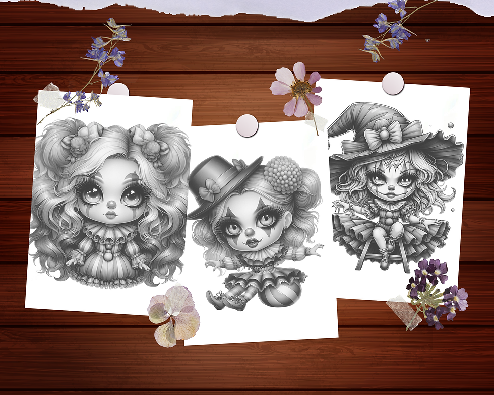 Miniature : Chibi Creepy Clown Coloring Pages