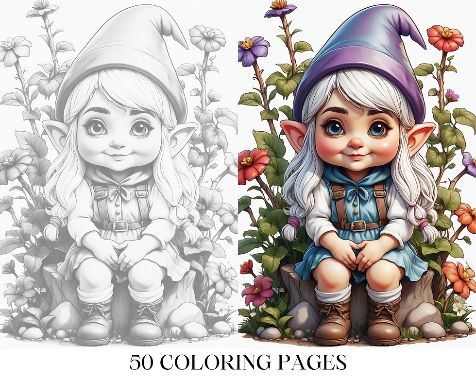 Miniaturbild: Cute Gnomes Coloring Pages