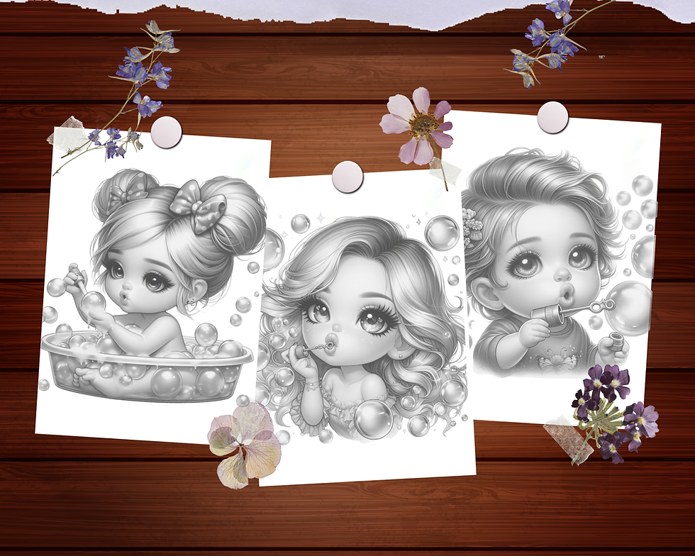 Miniatura: Chibi Baby Bubble Coloring Pages