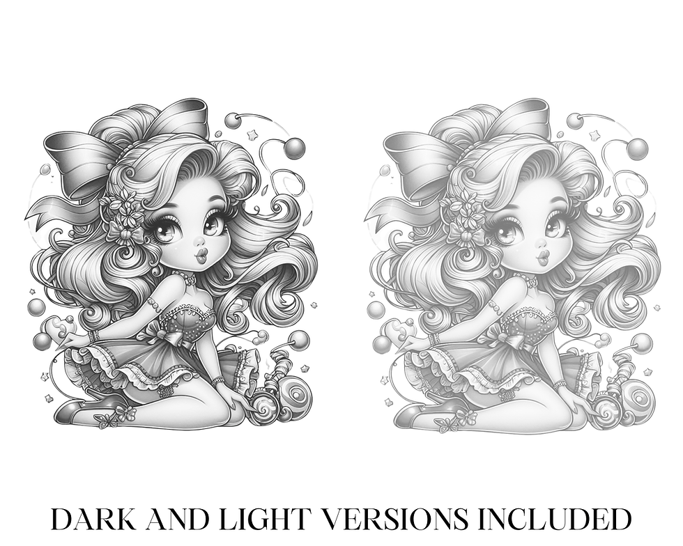 Miniatura: Funny and Whimsical Pin-Up Girl Coloring Pages