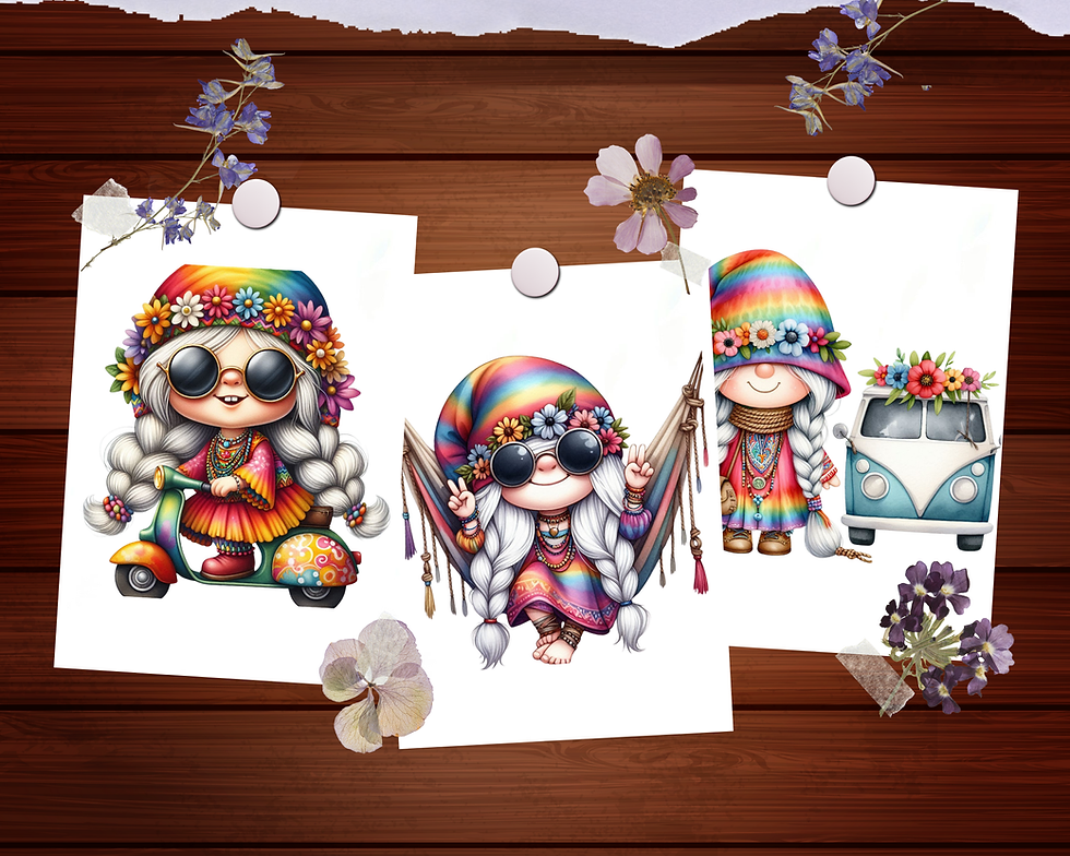 Miniature : Hippie Gnome Girls Coloring Pages