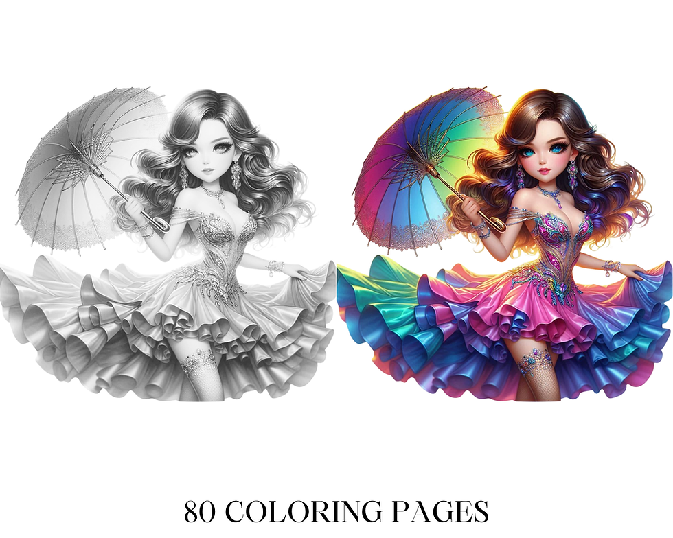 Thumbnail: Chibi Girl and Umbrella Coloring Pages