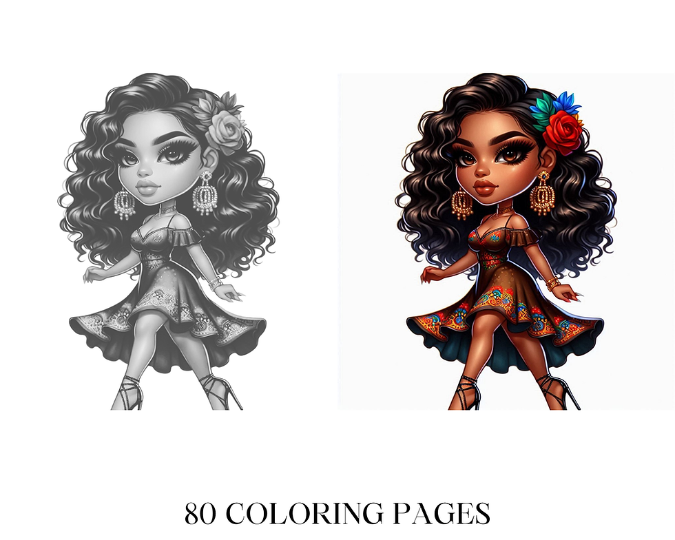 Miniatura: Chibi Latin Girls Coloring Pages