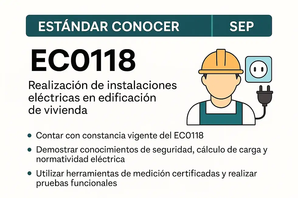 Estándar CONOCER EC0118 para instalaciones eléctricas