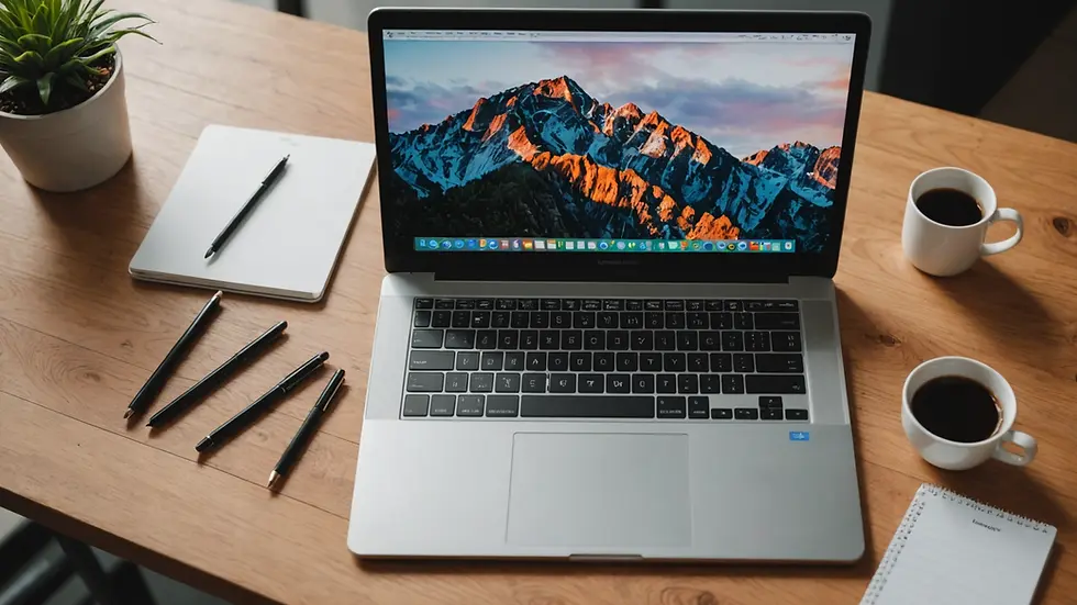 High angle view of a laptop with productivity apps open