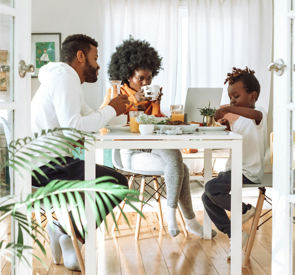 family in a dining table