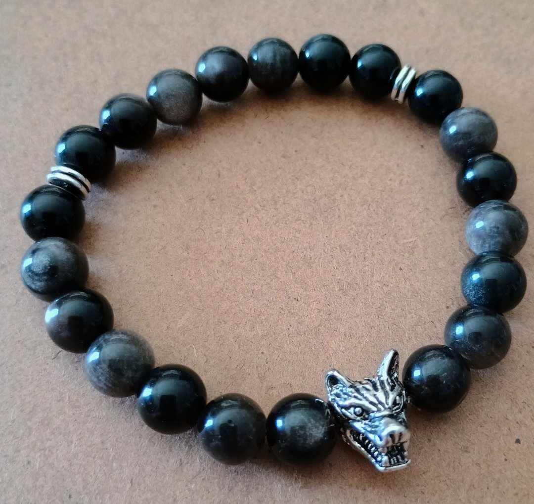 Silver Obsidian Dogman Bracelet 