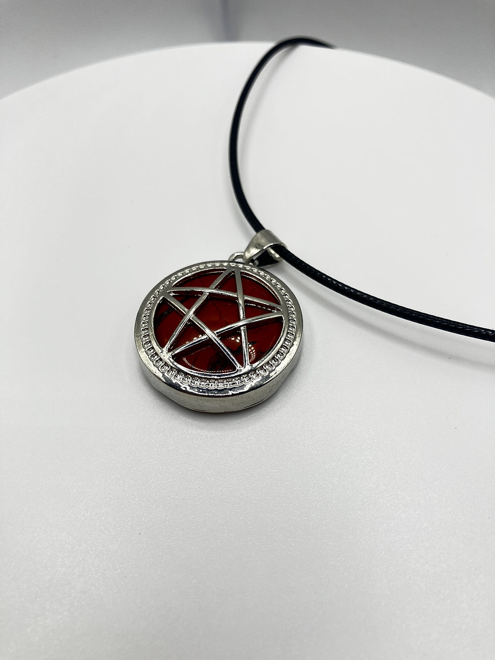 Thumbnail: Pentacle Pendant Necklace With Faux Leather Cord Multiple Options