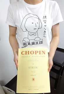 パデレフスキ版のショパンの楽譜 ショパンのイラスト Tシャツ