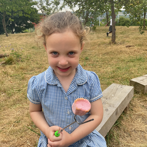 Toasting marshmallows at forest school