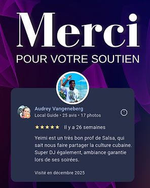 Avis Google sur les prestations de DJ et de salsa cubaine de Yeimy LIMONTA