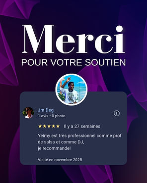 Avis Google sur les prestations de DJ et de salsa cubaine de Yeimy LIMONTA