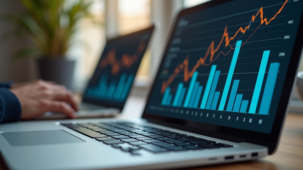 Close-up view of a laptop screen displaying sales analytics